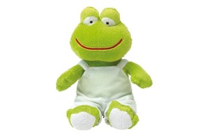 Plush frog "Fred": with soft fur and dungarees (packed separately)