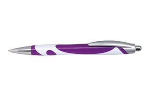 Ballpoint pen &quot;Modern&quot; with a matt silver-coloured plastic clip and black ink