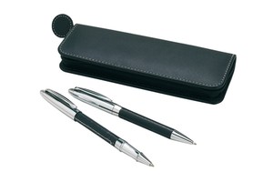 Pen set &quot;Vici&quot; packed in a zip case with decorative seam