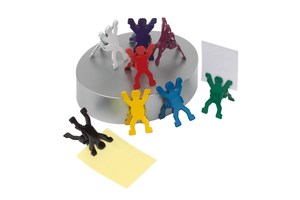 Office clips &quot;Team&quot;: with magnetic paperweight and 8 differently coloured metal clips