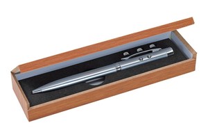 Ball pen &quot;Bundle&quot; with laser pointer and white LED in wooden box