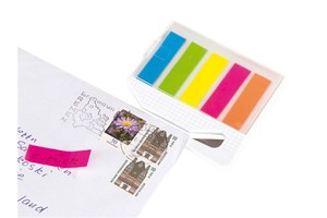 Letter opener &quot;Never forget&quot; with 5 coloured memo tags and a transparent cover