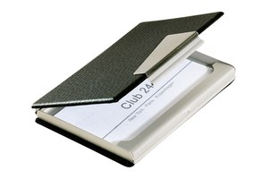 Business card holder &quot;Leave a mark&quot; with S/S plate