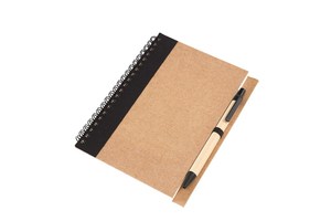 Note book &quot;Recycle&quot; made out of recycled paper/cardboard in a DIN A6 format, plastic parts of the pen (black ink) is biodegradable