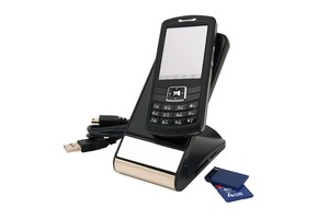 Moblie phone holder &quot;Eden&quot; with a card reader for SD, MS and M2 memory cards (includes USB cable)