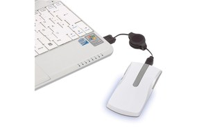 Optical mouse &quot;Shine&quot;: with rollable USB cable (approx. 80 cm) and scroll ball